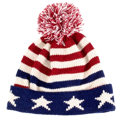 USA Winter Pom Pom Knit Hat