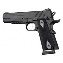 Hogue 1911 Government/Commander 3/16" Thin Grips Aluminum Checkered Brushed Gloss Black Anodized