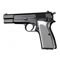 Hogue Browning Hi Power Grips Checkered Aluminum Brushed Gloss Clear Anodized