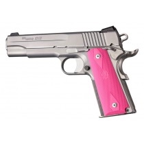 Hogue Colt Government Rubber Grip Panels, Checkered with Diamonds Pink