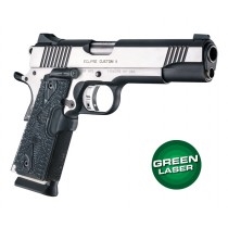 Green Laser Enhanced Grip for 1911 Govt. Model: Piranha G10 - G-Mascus Black