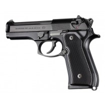 Hogue Beretta 92 Grips Checkered Aluminum Brushed Gloss Black Anodized