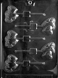 Small Double Heart Lollipop sucker Chocolate Mold V101 valentine wedding anniversary