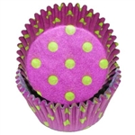 Purple Lime Hot Dots Round Baking Cups