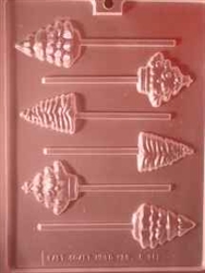 Assorted Christmas Trees Pop Mold holiday lolly lollipop sucker chocolate candy 60C-682