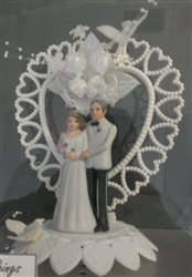 Pearl Hearts Ornament Wedding Topper