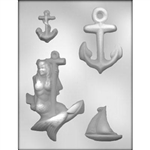 Nautical Assortment chocolate Mold Navy pirate anchor mermaid sailboat 90-12880 Annapolis