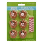 Baseball Party Candle Holders with Candles