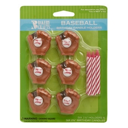 Baseball Party Candle Holders with Candles