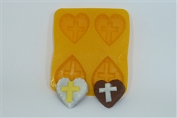 Cross on Heart Flexible Chocolate Mold wedding communion confirmation CM180
