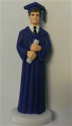 Dark Blue Gown Graduate Boy Cake Topper graduation high school college