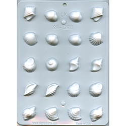 1" Assorted Shells Hard Candy Mold 8H-12811 nautical beach wedding fondant