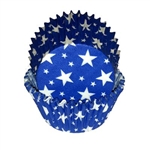 Blue Baking Cups with White Stars - 100 Count