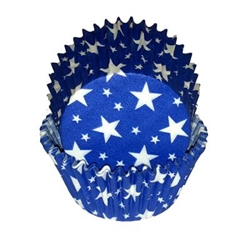 Blue Baking Cups with White Stars - 50 Count