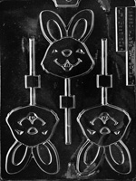 Happy Bunny Lollipop sucker Chocolate Mold E147 rabbit animal easter