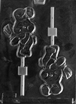 Bunny Holding Flower Lollipop sucker Chocolate Mold E138 rabbit animal easter petting zoo