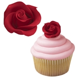 Medium Red Roses Icing Decorations - 8 Pack