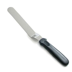 8" Wooden Handle Angled Steel Spatula