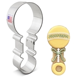 4-1/2" Baby Rattle Metal Cookie Cutter