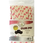 Pink Hearts 6" Cake Pop Sticks - 25 Count Valentines Wedding Anniversary sweetest day 88-0019