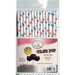 Red and Blue Stars 6" Cake Pop Stick sucker lollipop july 4th military 88-0026