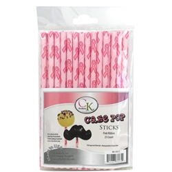 Pink Hearts 6" Cake Pop Sticks - 25 Count