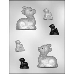 3" 3D Lamb Chocolate Mold 90-2373 Easter farm animal baby shower