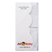 All4Baby 2 Pack Cot Bed Fitted Sheets White Stars