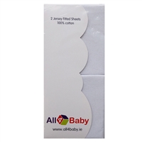 All4Baby 2 Pack Cot Fitted Sheets White
