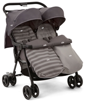 Joie Aire Twin Stroller with 2 Footmuffs Dark Pewter