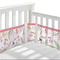 BreathableBaby Mesh Cot/Cot Bed Liner Botanical Pink