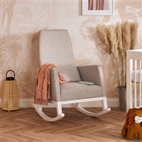 Obaby High Back Rocking Chair White with Stone Cushion