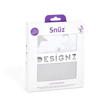 Snuz Fitted Crib Sheets 2 Pack - Grey Star