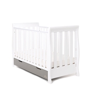 Obaby Stamford Mix n Match Mini Sleigh Cot Bed White with Taupe Grey