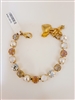 Mariana "Bette" 8" Crystal Tennis Bracelet with Butter Pecan Crystals with Yellow Gold Plating