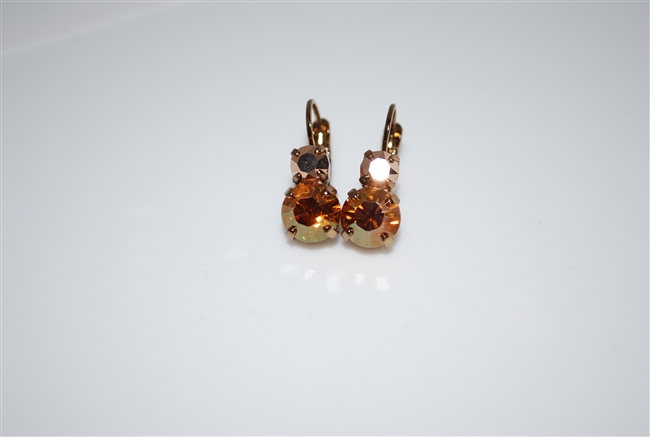Mariana "Chloe" Round Drop Earrings in Caramel Crystals Egyptian Gold Plated