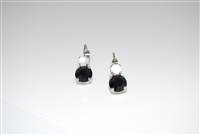 Mariana "Chloe" Round Drop Earrings from the Blizzard Collection with Jet and Crystals and Shell set in Rhodium Plating