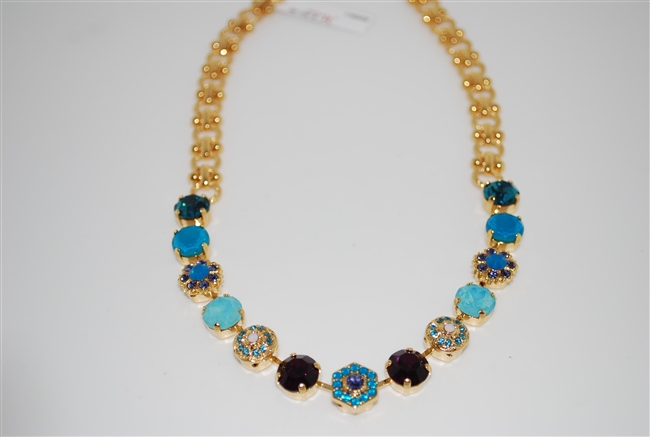 Mariana "Diana" Statement Necklace from the Peacock Collection with Swarovski Crystals and Yellow Gold Plated