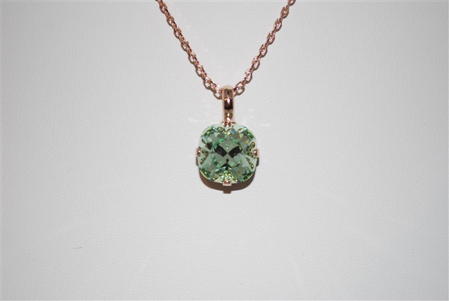 Mariana "Bijou" 15" Light Chrystolite Crystal Pendant Necklace with 18" chain and Rose Gold Plated
