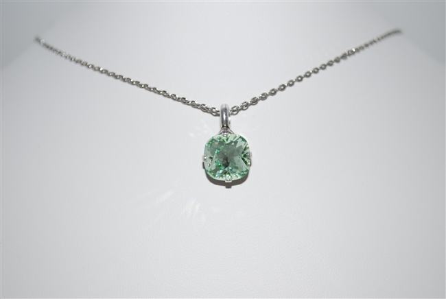 Mariana "Bijou" 15" Light Chrystolite Swarovski Crystal Pendant Necklace with 18" chain and .925 Silver Plated