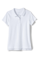 Lands' End Girl's Polo Shirt - Short Sleeve, White Knit