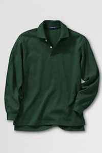 Lands' End Boys Polo Shirt - Long Sleeve, Green Knit