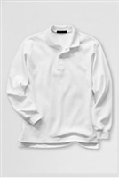 Lands' End Boy's  Polo Shirt - Long Sleeve, White Knit