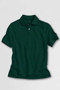 Lands' End  Boy's Polo Shirt - Short Sleeve, Green Mesh