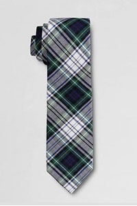 Lands' End Tie: White Plaid