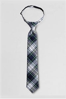 Lands' End Tie: White Plaid Pre-Tied