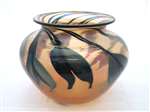 Charles Lotton Hand Blown Sunset drop leaf Glass bowl