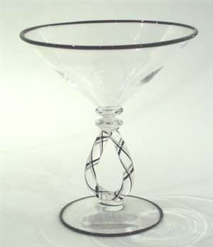 Anchor Bend Hand Blown Cane Martini Glass