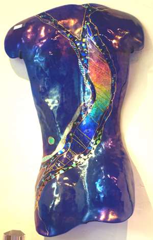 Karen Ehart Large Fused and Slumped Glass Male rear sculpture