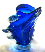 Hand blown Cobalt Blue Tornado Vase